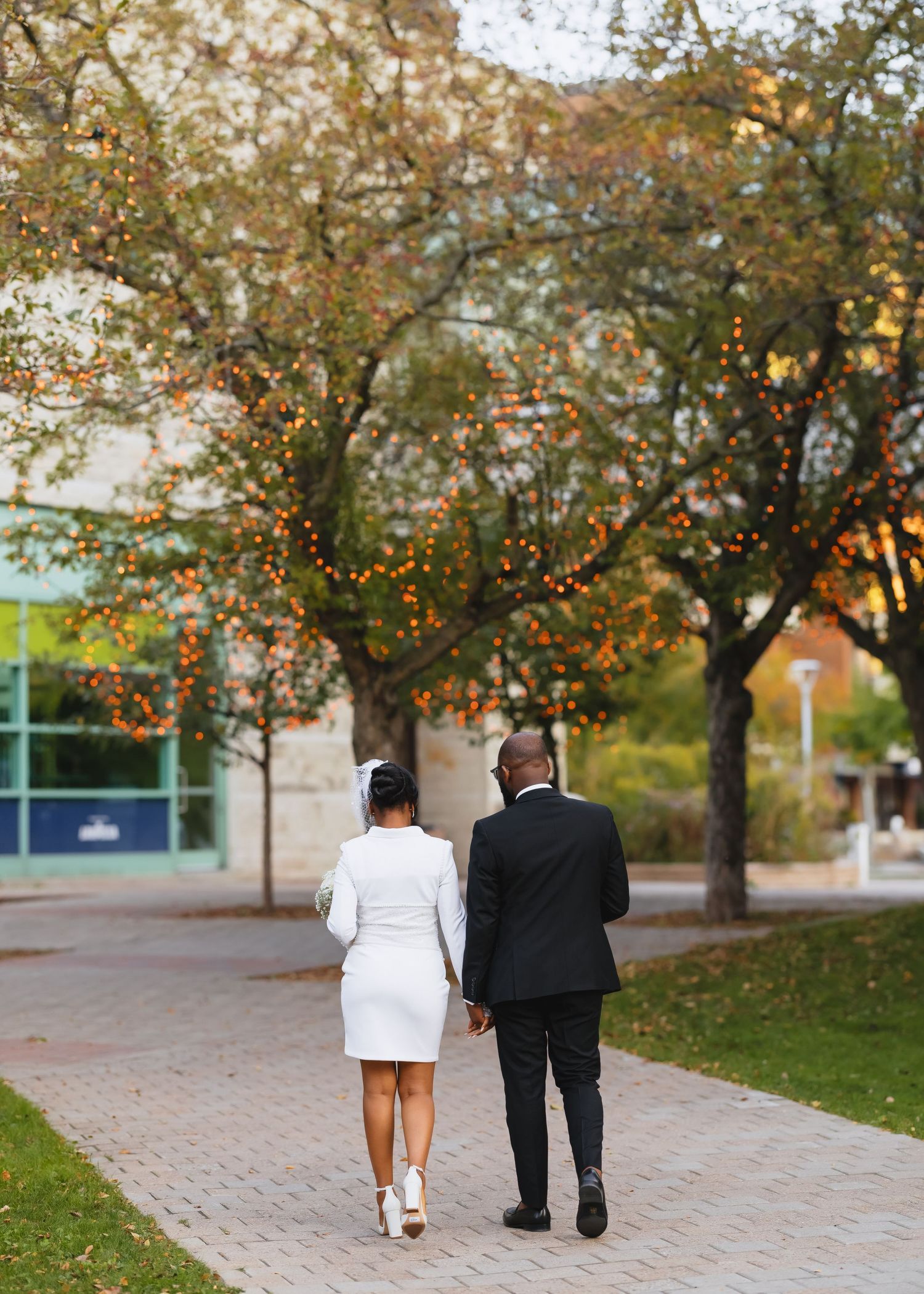 Montreal Luxury wedding photography - bride and groom taking off