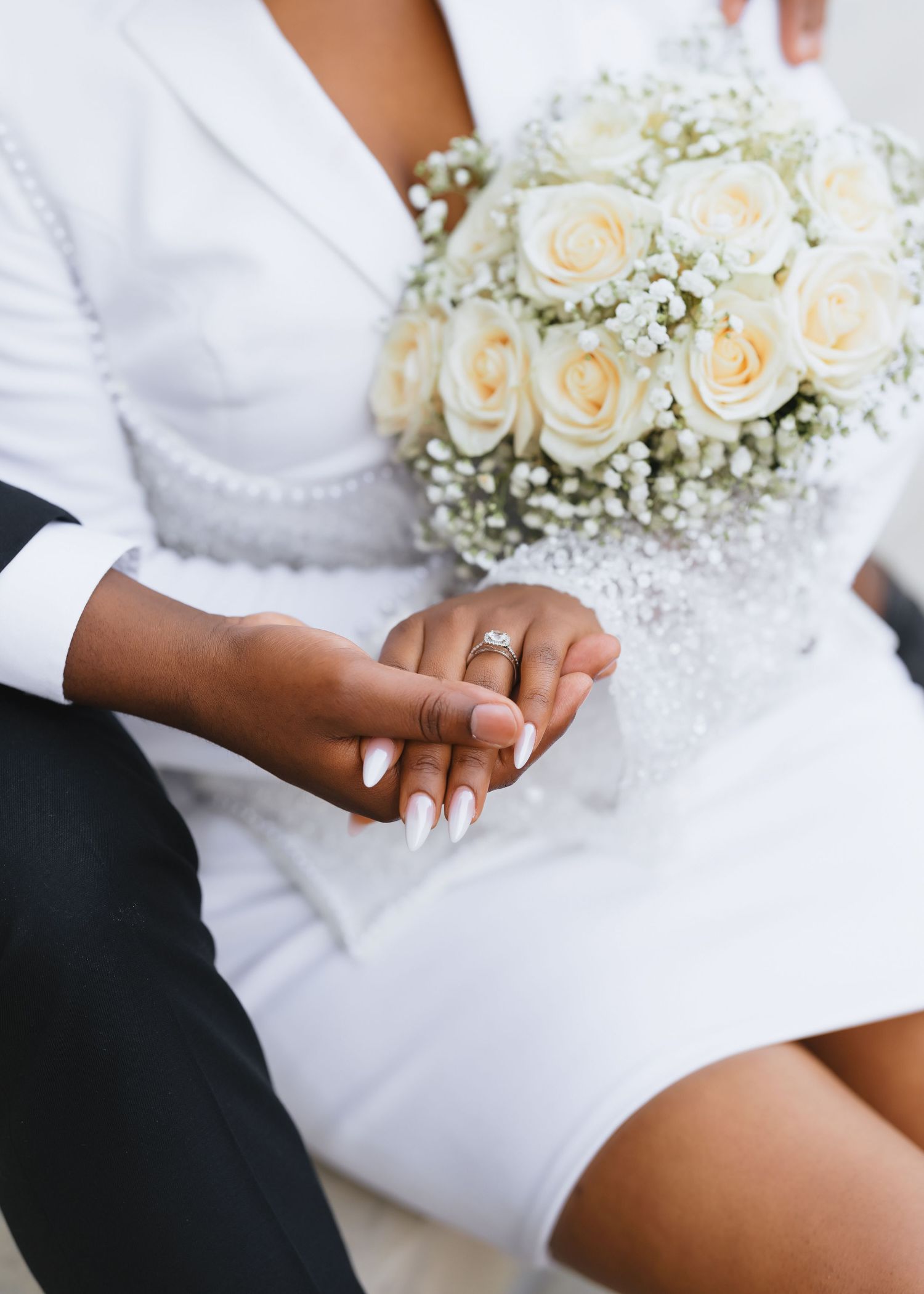 Montreal Luxury wedding photography - bride dress details and flowers