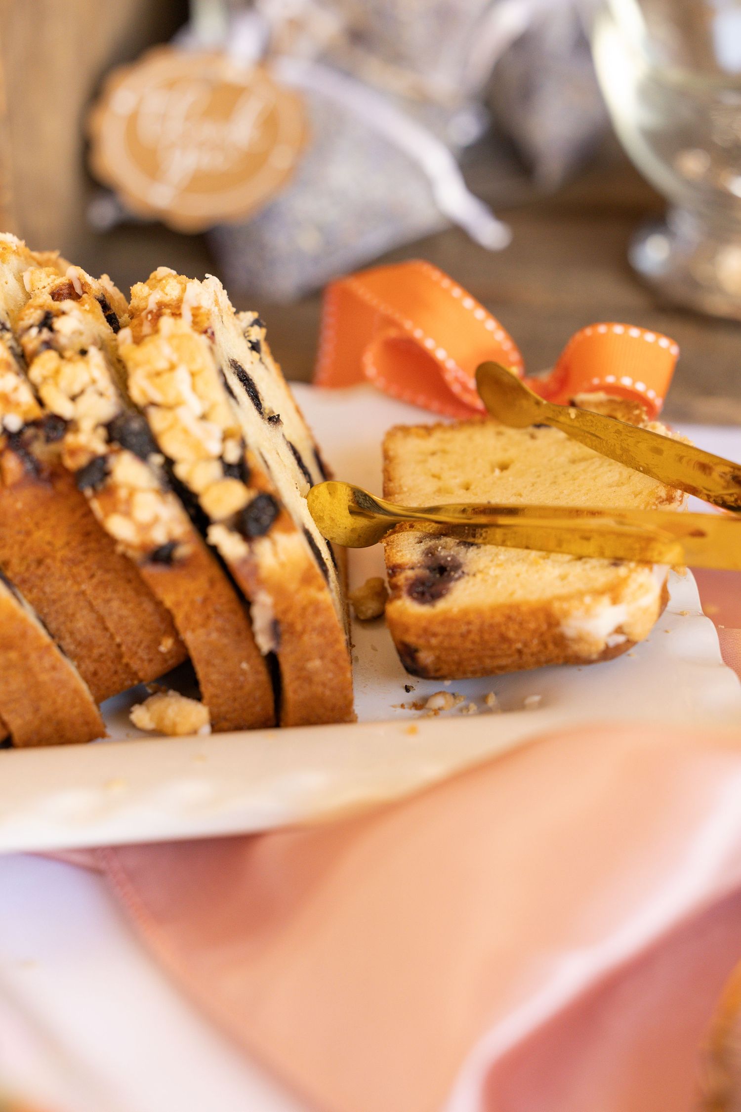 blueberry toast on a serving tray