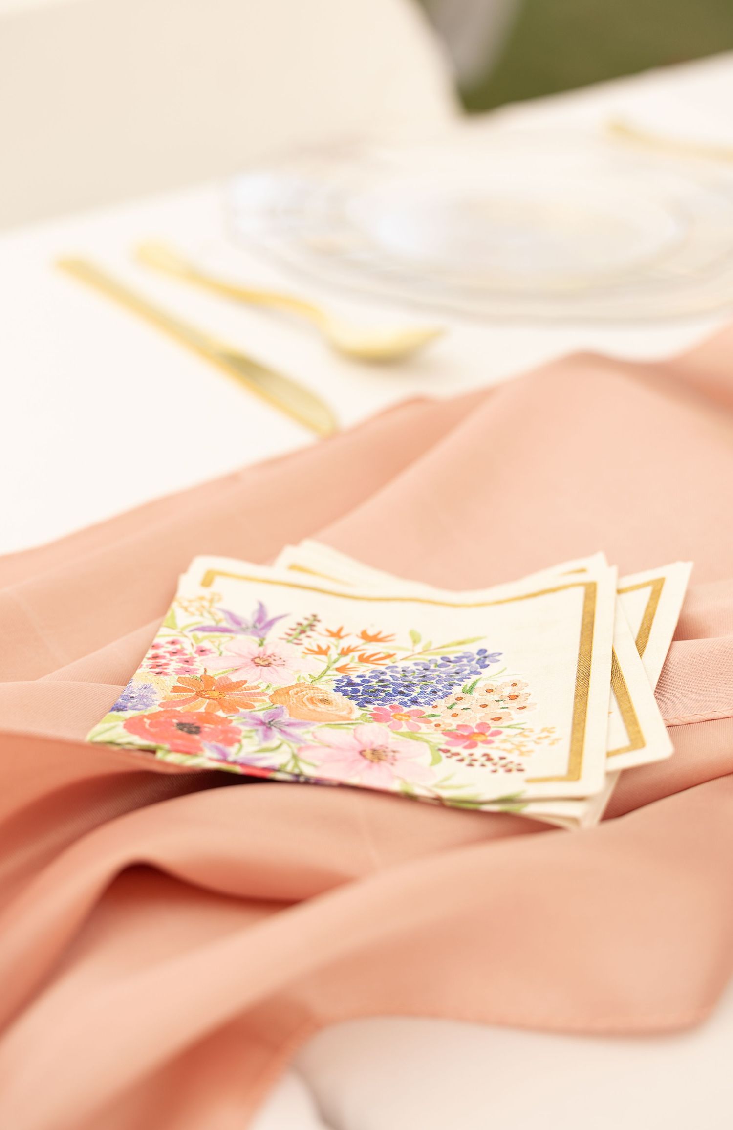 floral napkins on a table