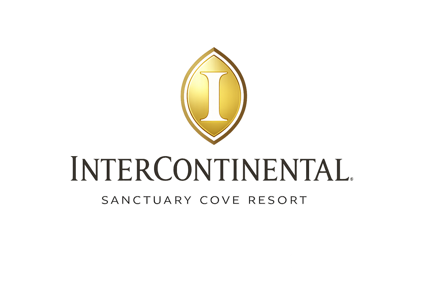 InterContinental Sanctuary Cove Resort logo with a gold oval emblem and refined typography.