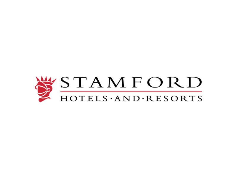 Stamford Hotels and Resorts logo featuring a red crown emblem and elegant serif typography.