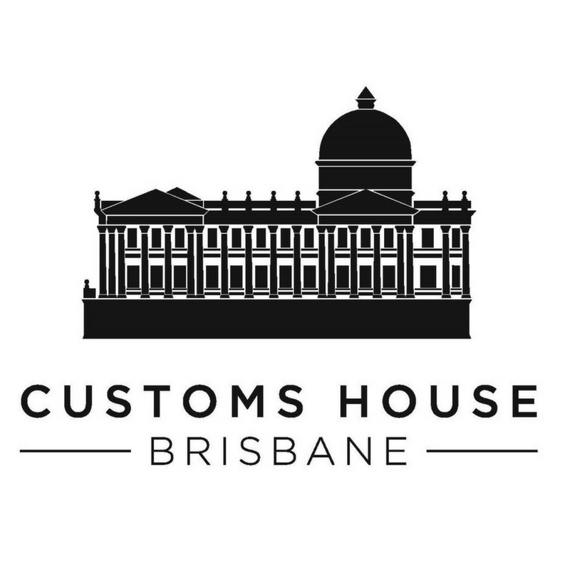 Customs House Brisbane logo with a detailed black silhouette of the historic domed building.