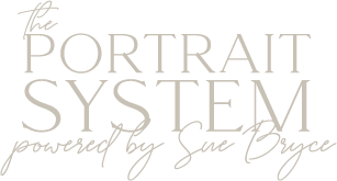 Stylish text overlay reading 'Portrait System' in light gray elegant typography.