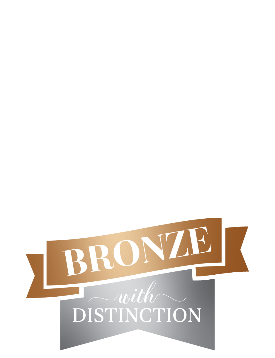 Bronze with Distinction award banner featuring metallic brown and silver accents.