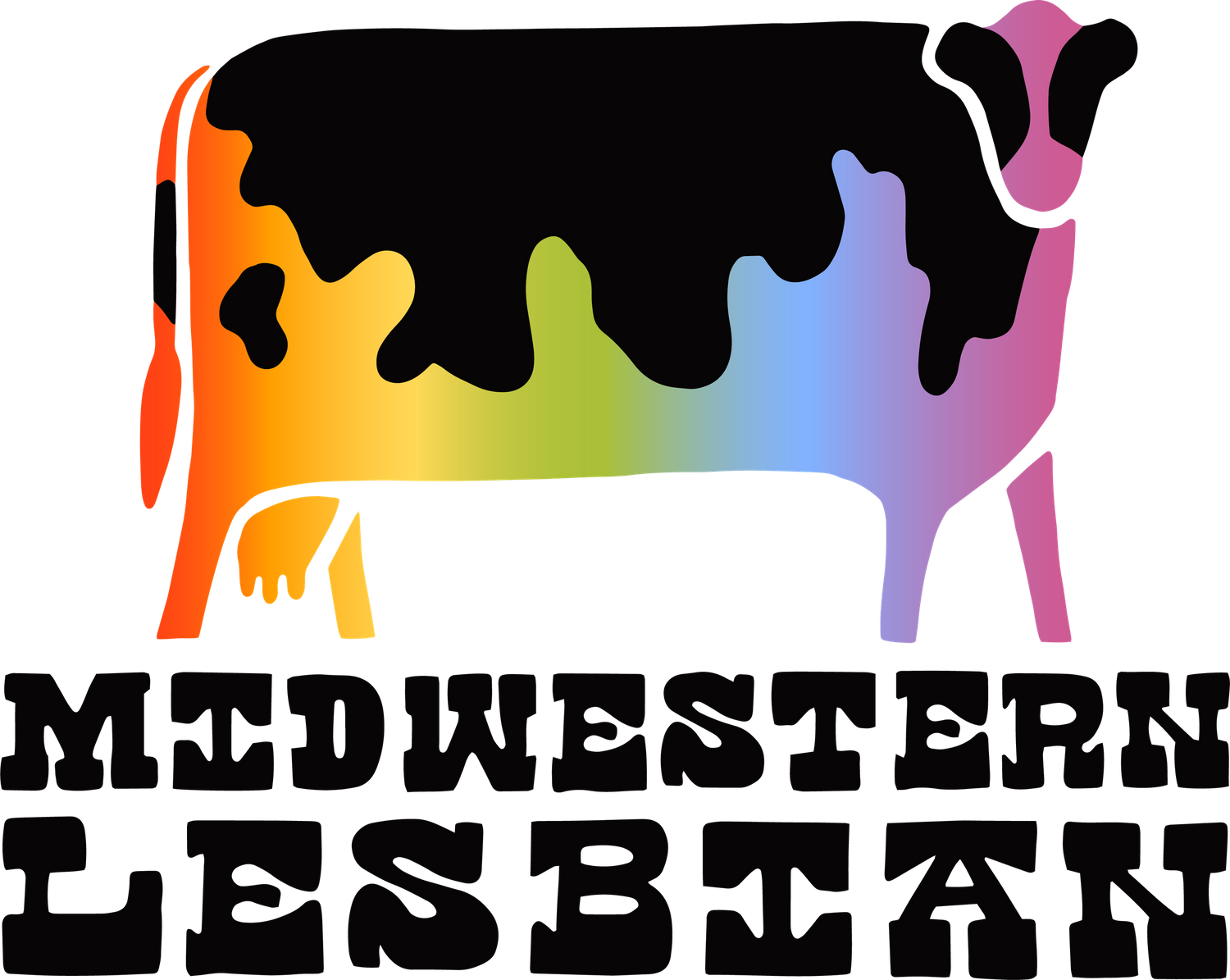 Rainbow colored cow silhouette logo for Art Design Lab.