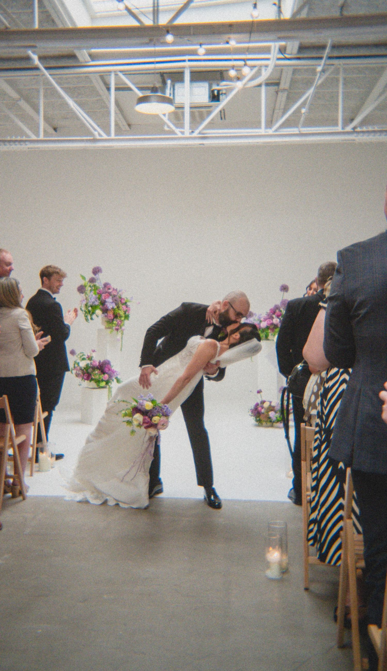 bride and groom kissing