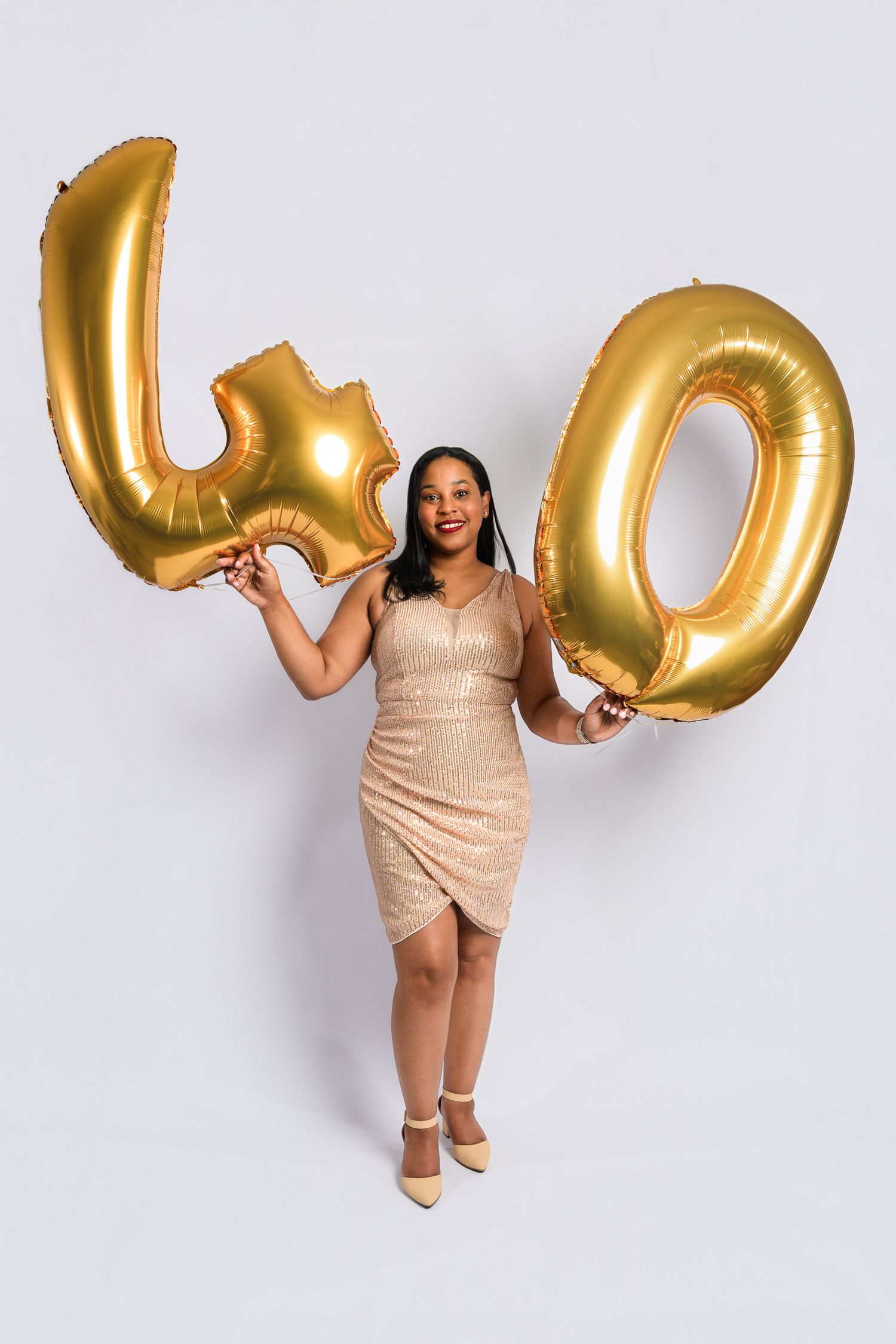Milestone birthday portrait with balloons at studio in San Antonio, Texas