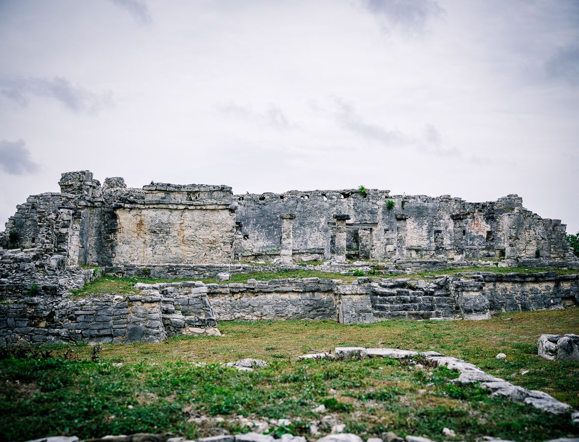 Ancient Maya stone structure at the Tulum archaeological site in Mexico
