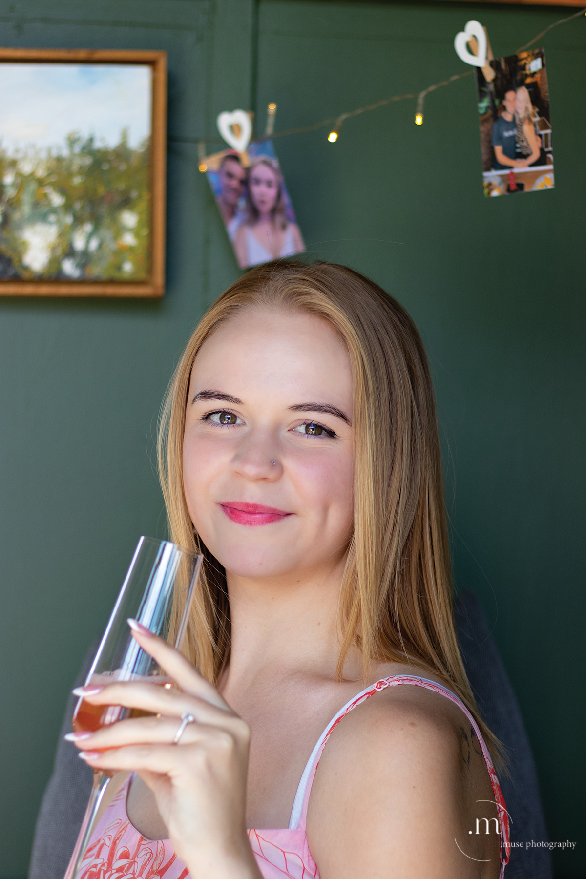Portrait of blonde girl with champagne