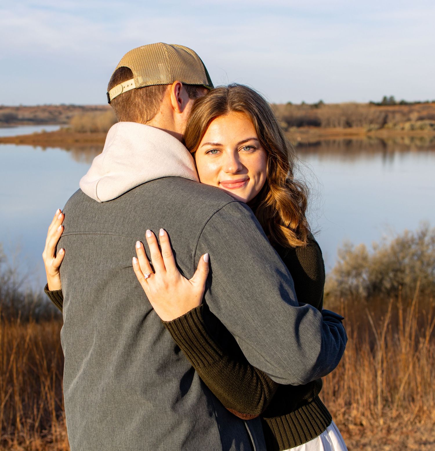 Newly engaged couple letting it all sink in during this beautiful morning session.