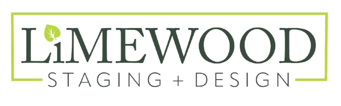 Professional logo design for Limewood Staging and Design company with green and gray text and leaf motif.