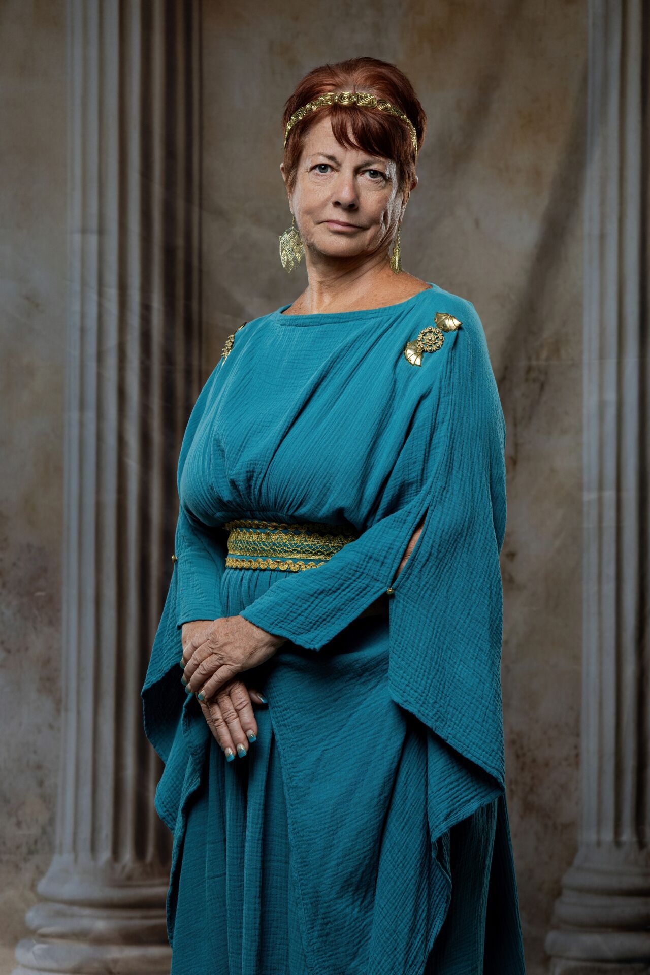 Hera Greek mythology portrait experience in Athens inspired by Zeus, royal styling and cinematic GreekClick photography.