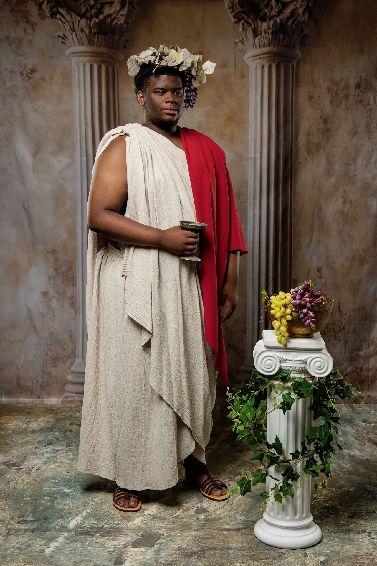 Dionysus wine god experience in Athens featuring Ancient Greek styling and professional GreekClick photography.