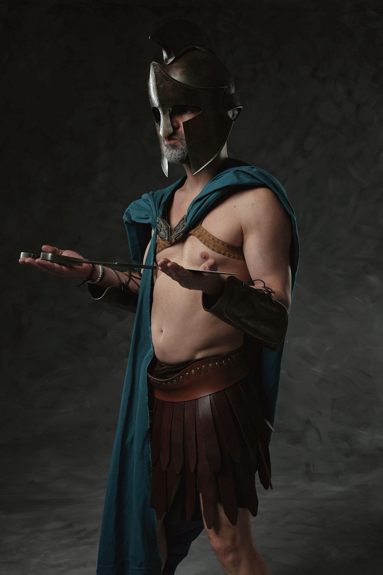 Full armor Ancient Greek warrior photoshoot in Athens inspired by Sparta, heroes and GreekClick cinematic portraits.