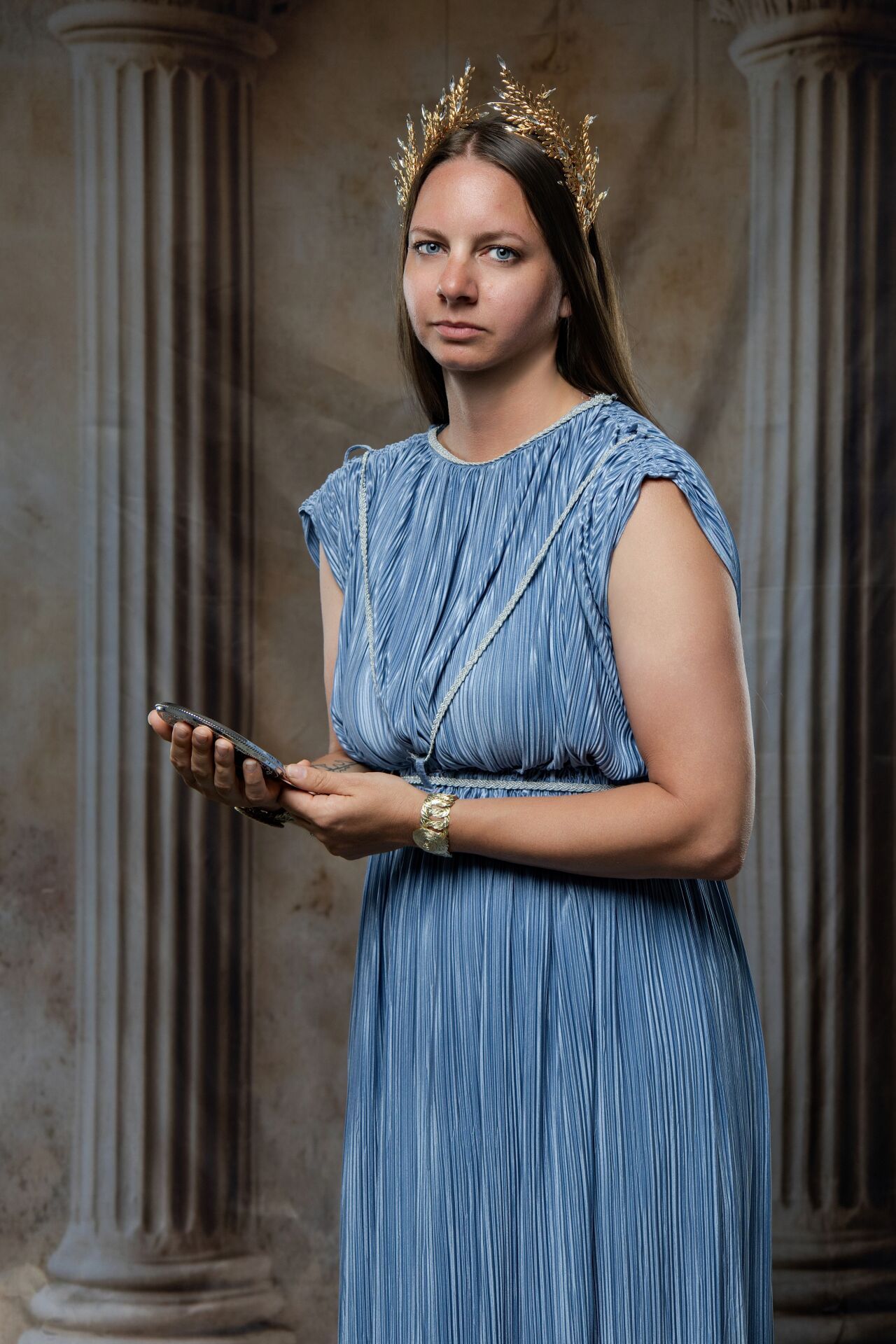 Aphrodite mythology costume photoshoot in Athens with Greek goddess styling and unforgettable GreekClick portraits.