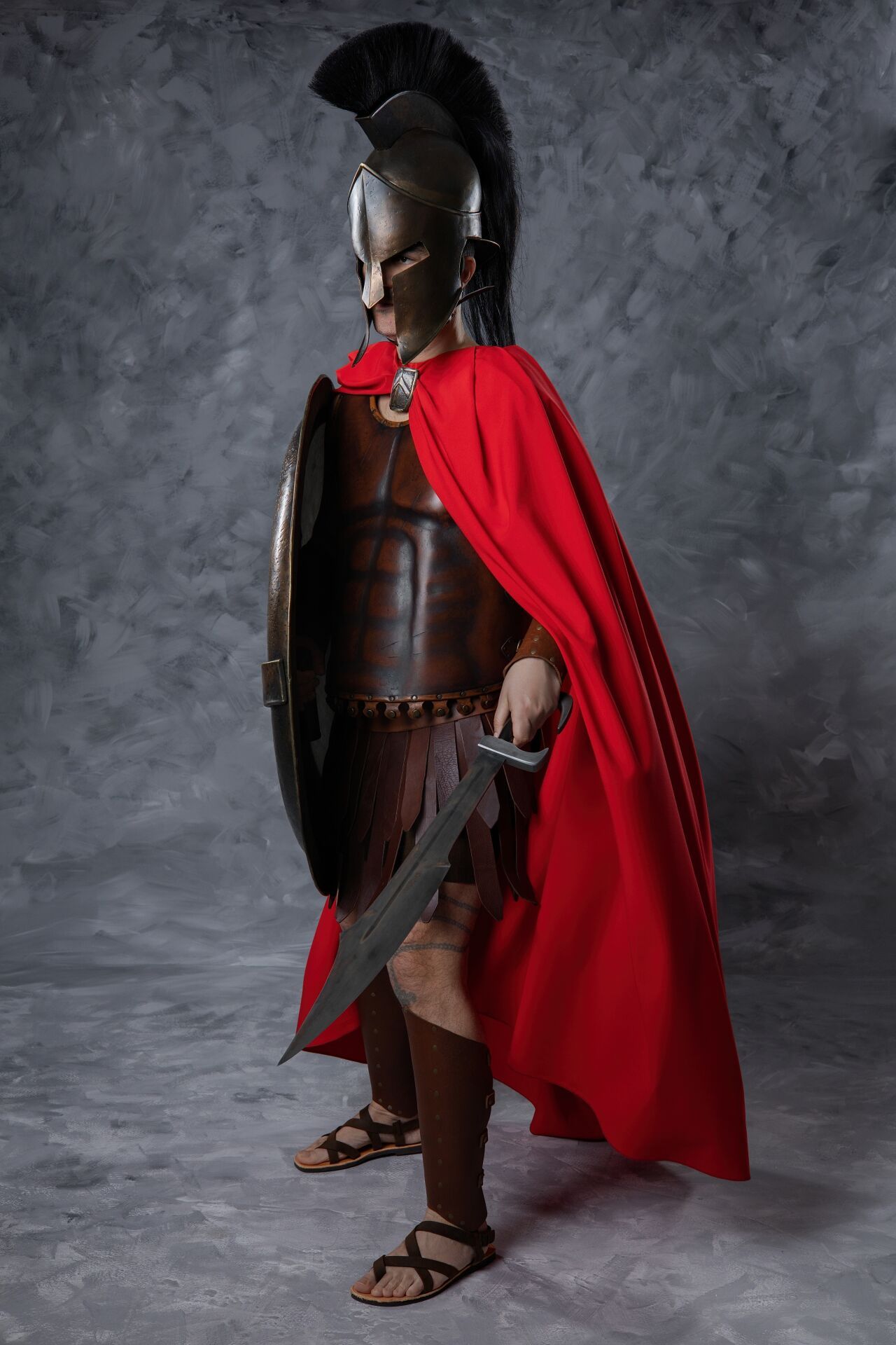 Get photographed as a strong Ancient Greek father and protector with an authentic Spartan warrior costume in Athens.