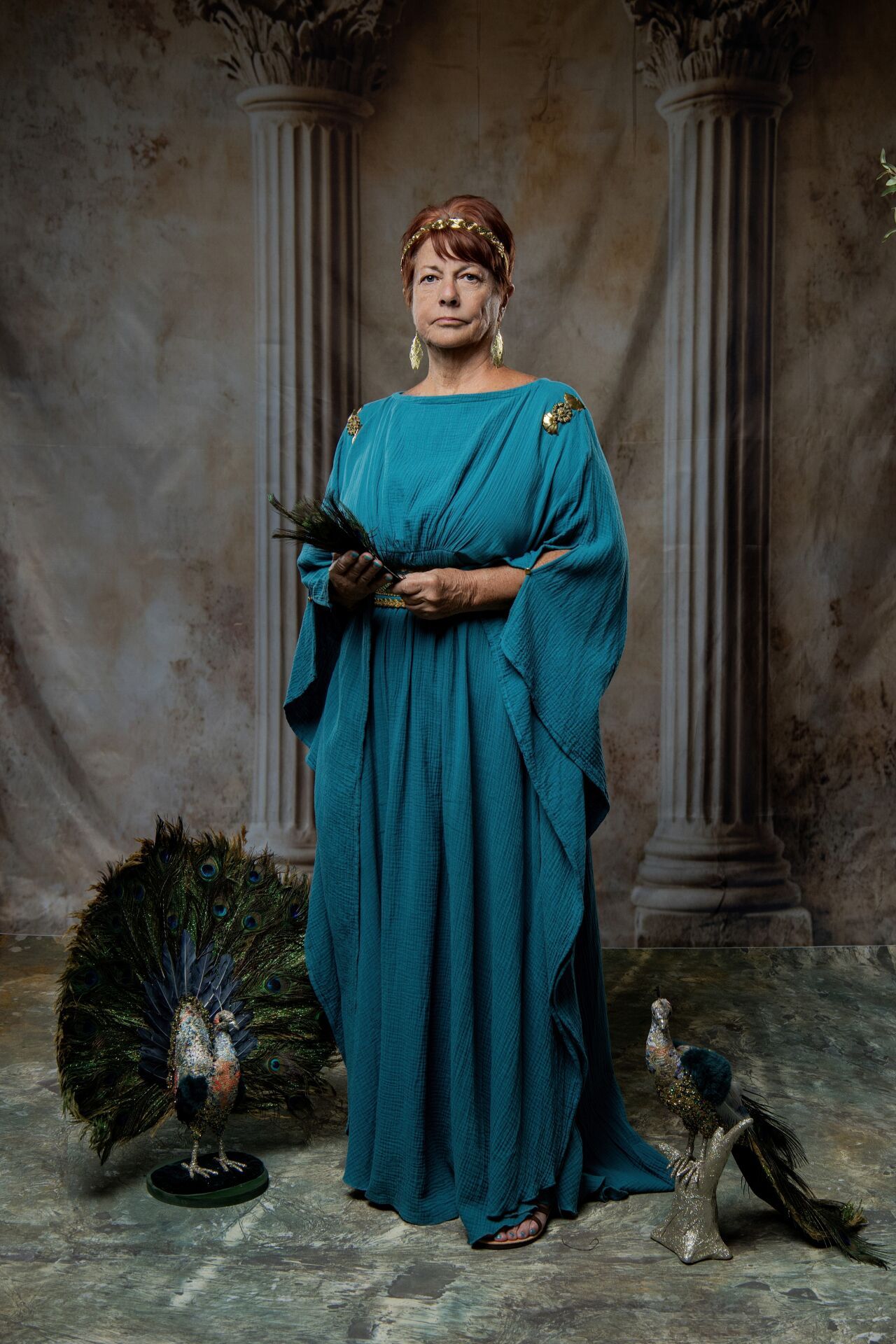 Ancient Greek goddess costume photography in Athens inspired by Hera and Greek mythology by GreekClick.