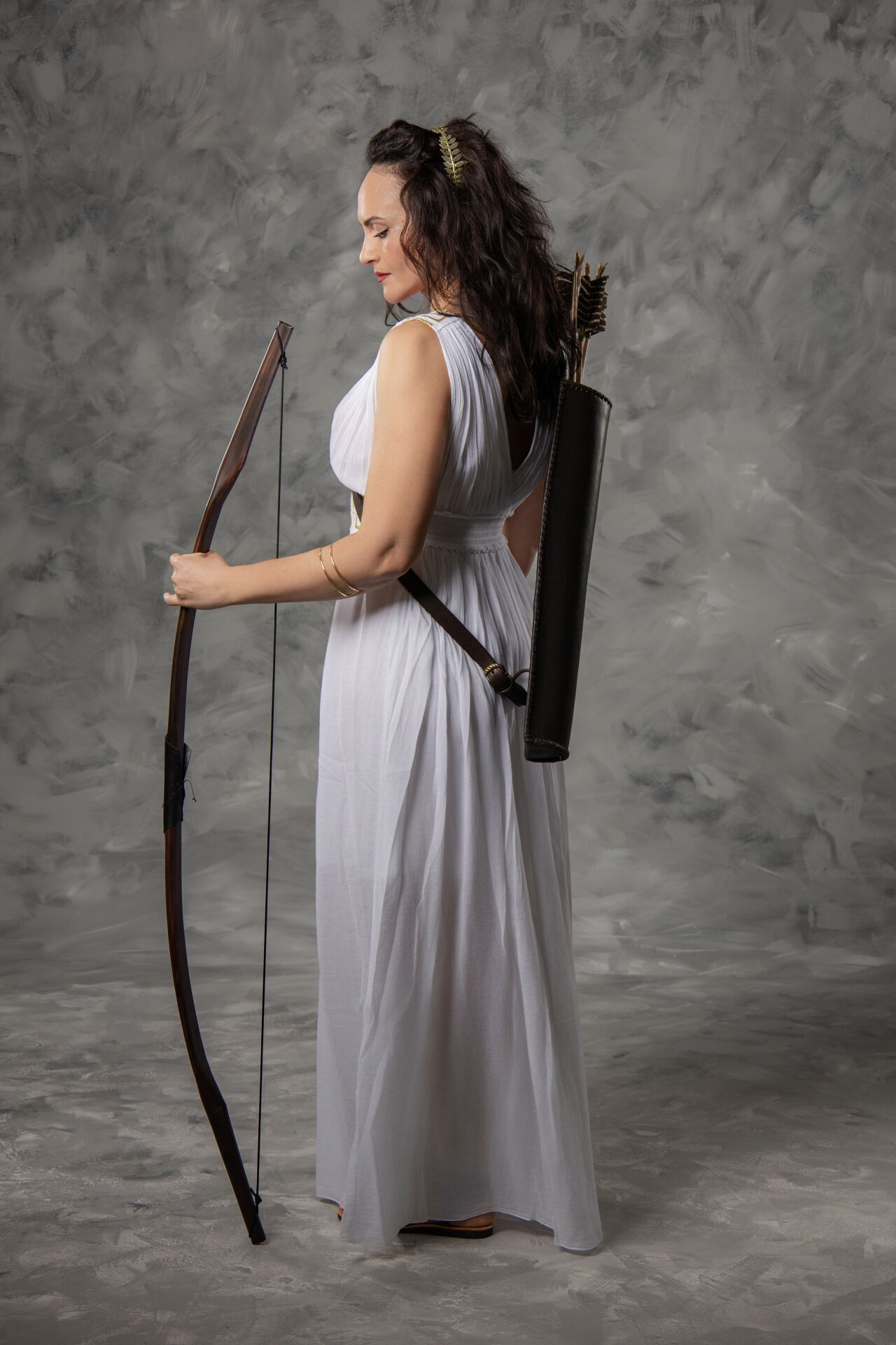 Artemis hen do photoshoot in Athens with Greek goddess costumes, mythology styling and unforgettable GreekClick portraits.
