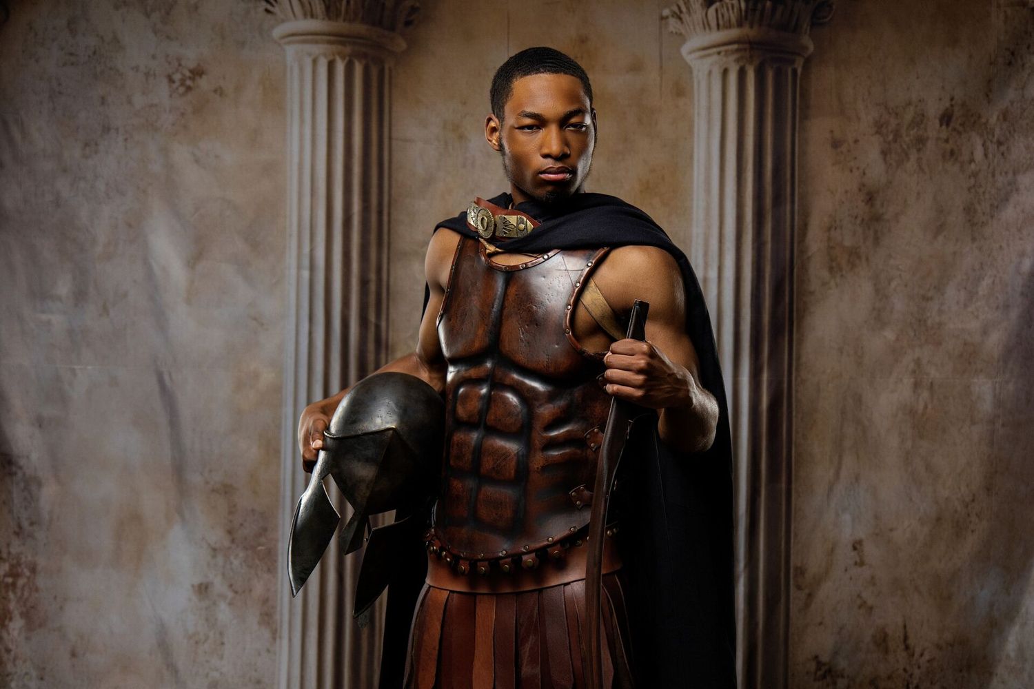 Athens warrior photo experience as Ares with Ancient Greek costumes and unforgettable GreekClick portraits.