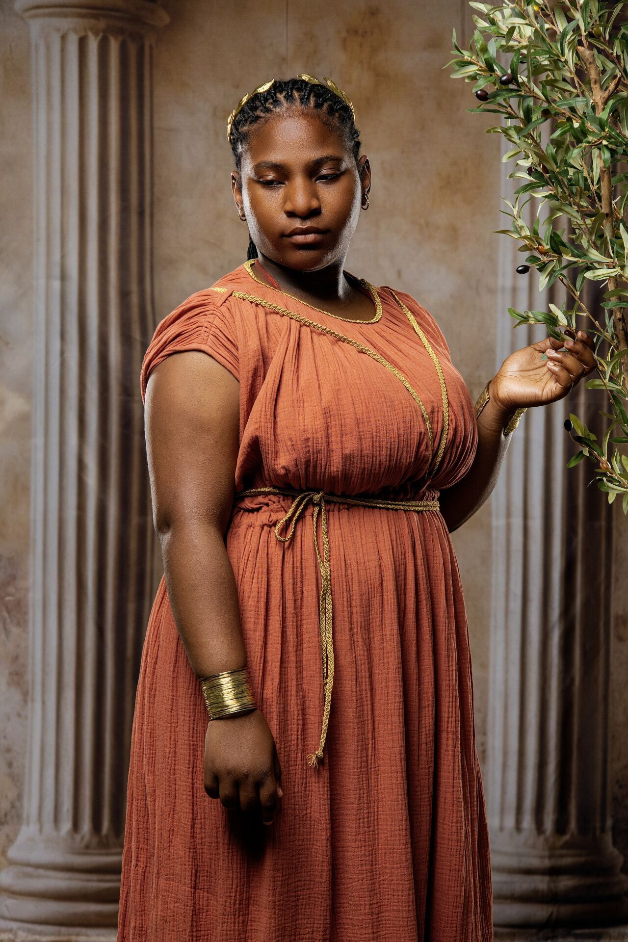 Demeter goddess portrait in Athens inspired by nature, Ancient Greece and cinematic GreekClick photography.