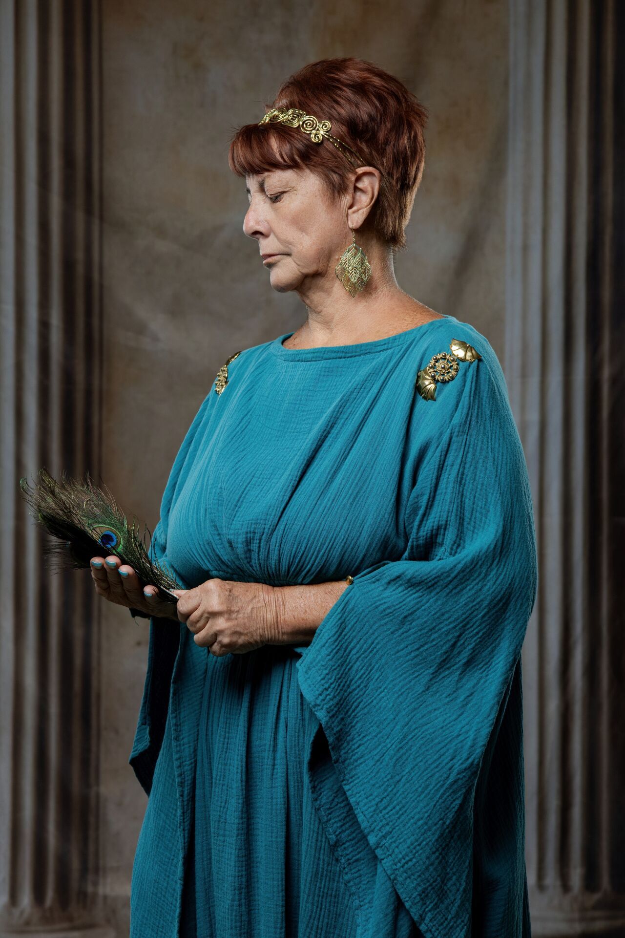 Classical Hera goddess portrait session in Athens with Ancient Greek styling and professional GreekClick photography.