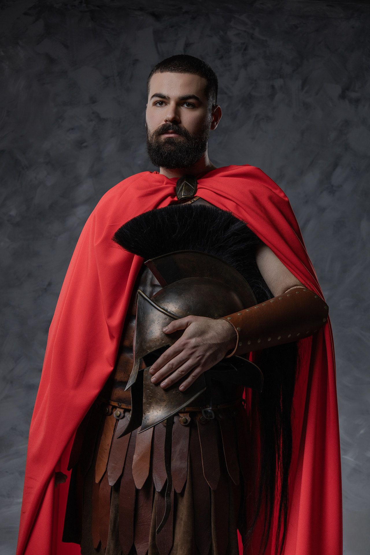 Ancient Greek warrior portrait experience in Athens with armor styling and cinematic GreekClick images.