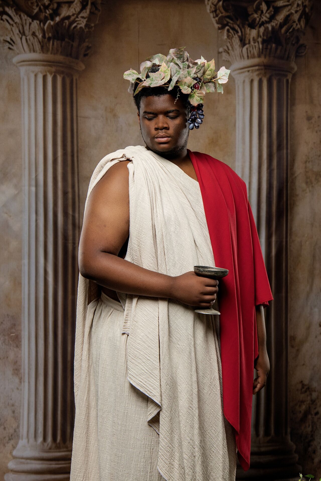 Greek mythology portrait experience as Dionysus in Athens with cinematic GreekClick photography.