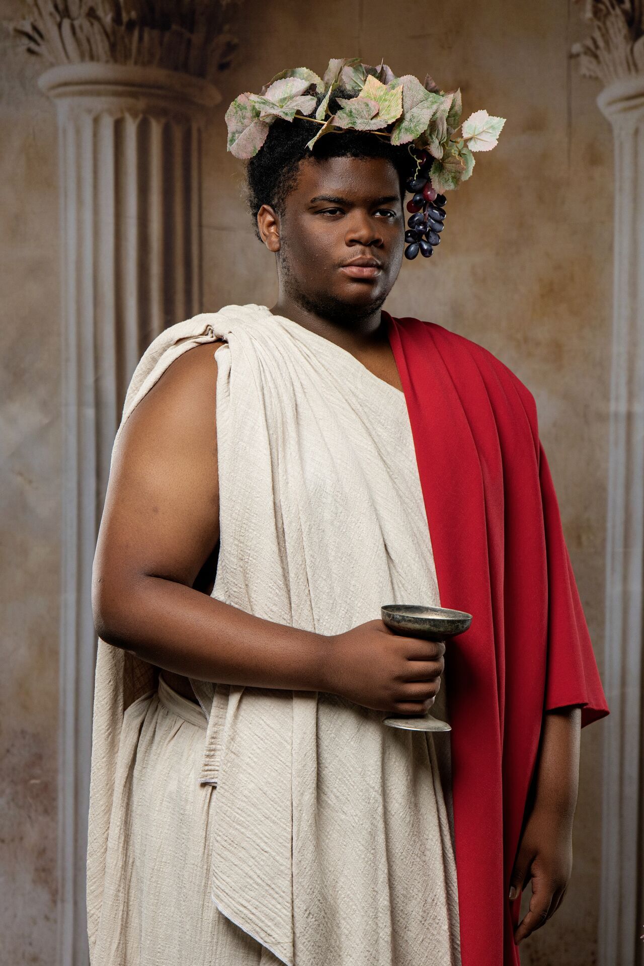 Dionysus Greek mythology photoshoot in Athens inspired by theatre, wine and GreekClick cinematic portraits.