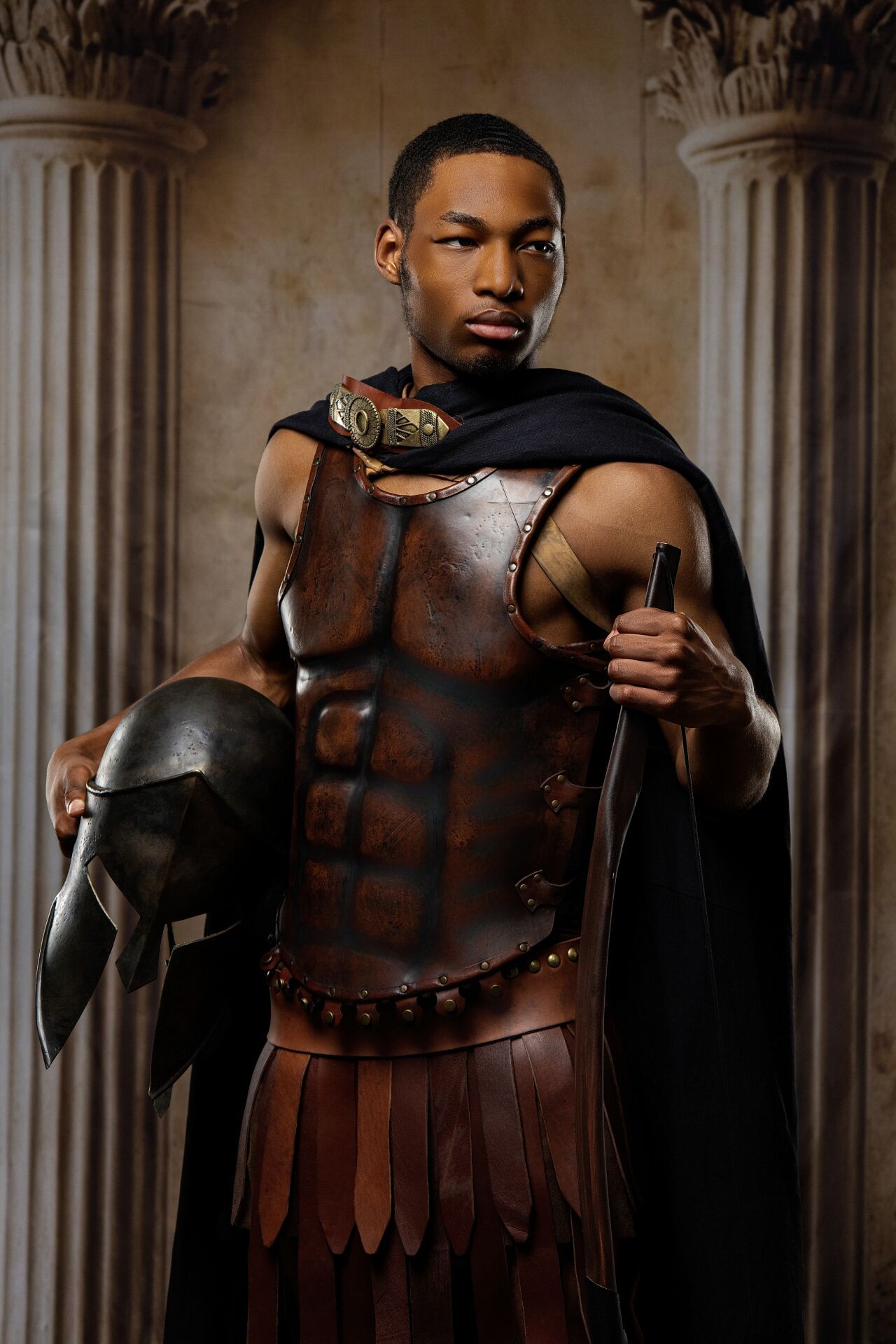 Ares warrior photoshoot in Athens with gladiator armor, Greek mythology theme and cinematic GreekClick photography.