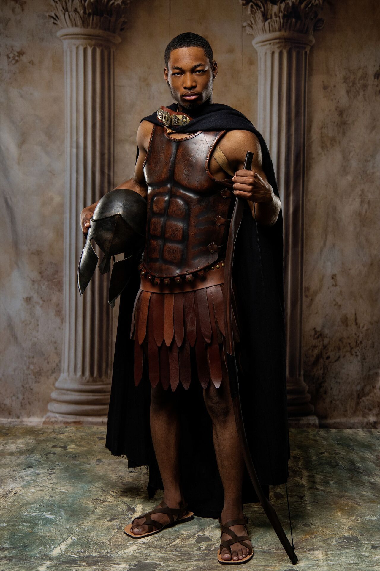 Ares battle inspired photoshoot in Athens with Ancient warrior costumes and cinematic GreekClick photography.