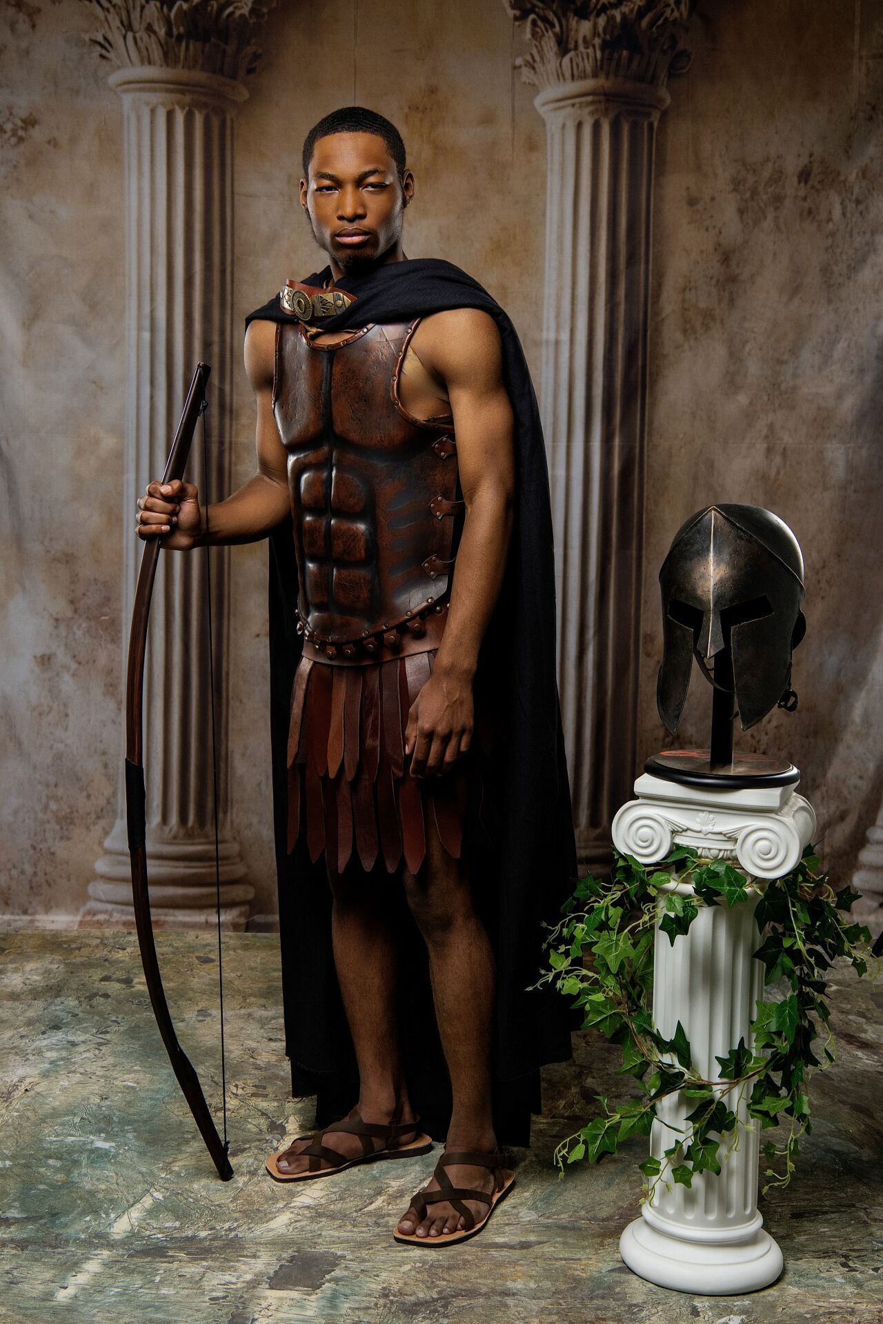 Greek mythology Ares photoshoot in Athens with warrior costumes, heroic scenes and cinematic GreekClick portraits.