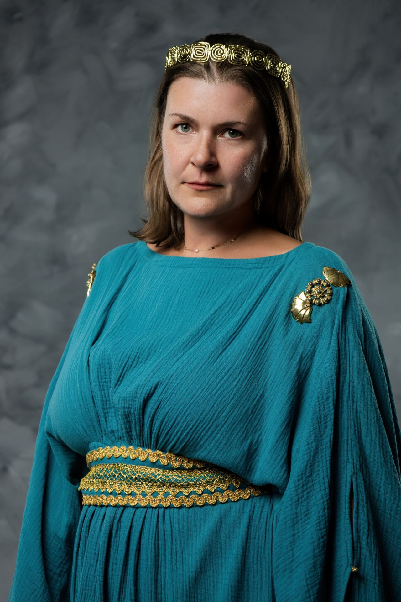Hera Queen of Gods photoshoot in Athens with Greek mythology styling, elegant costumes and GreekClick portraits.