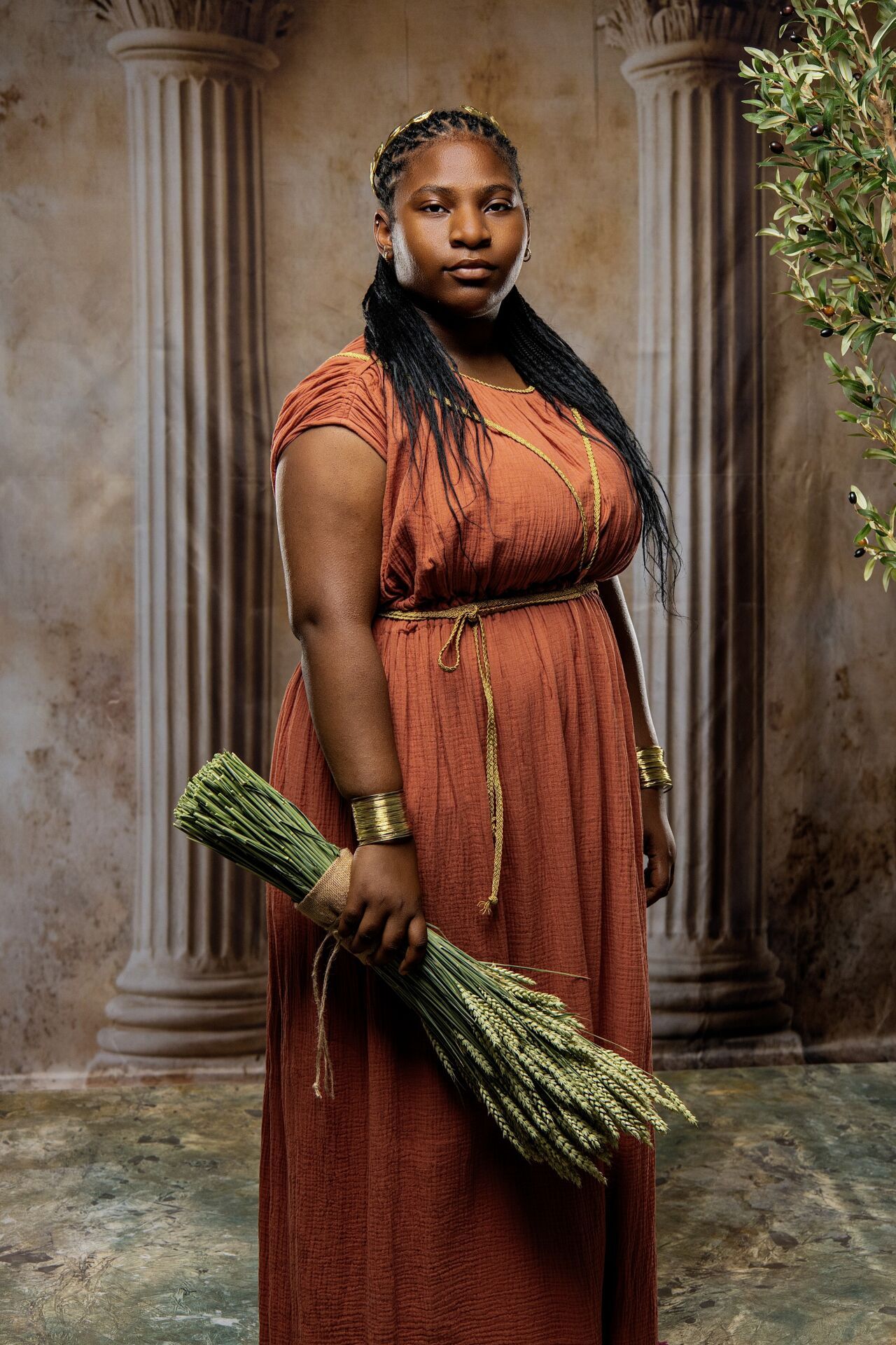 Demeter Athens tourist photo experience with Ancient Greek costumes, mythology themes and GreekClick photography.