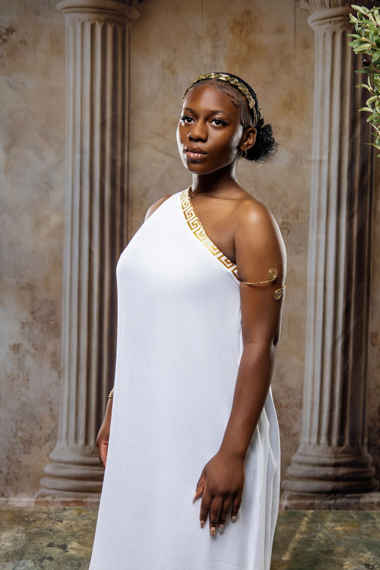 Oracle of Delphi portrait experience in Athens with Greek mythology costumes and GreekClick photography.