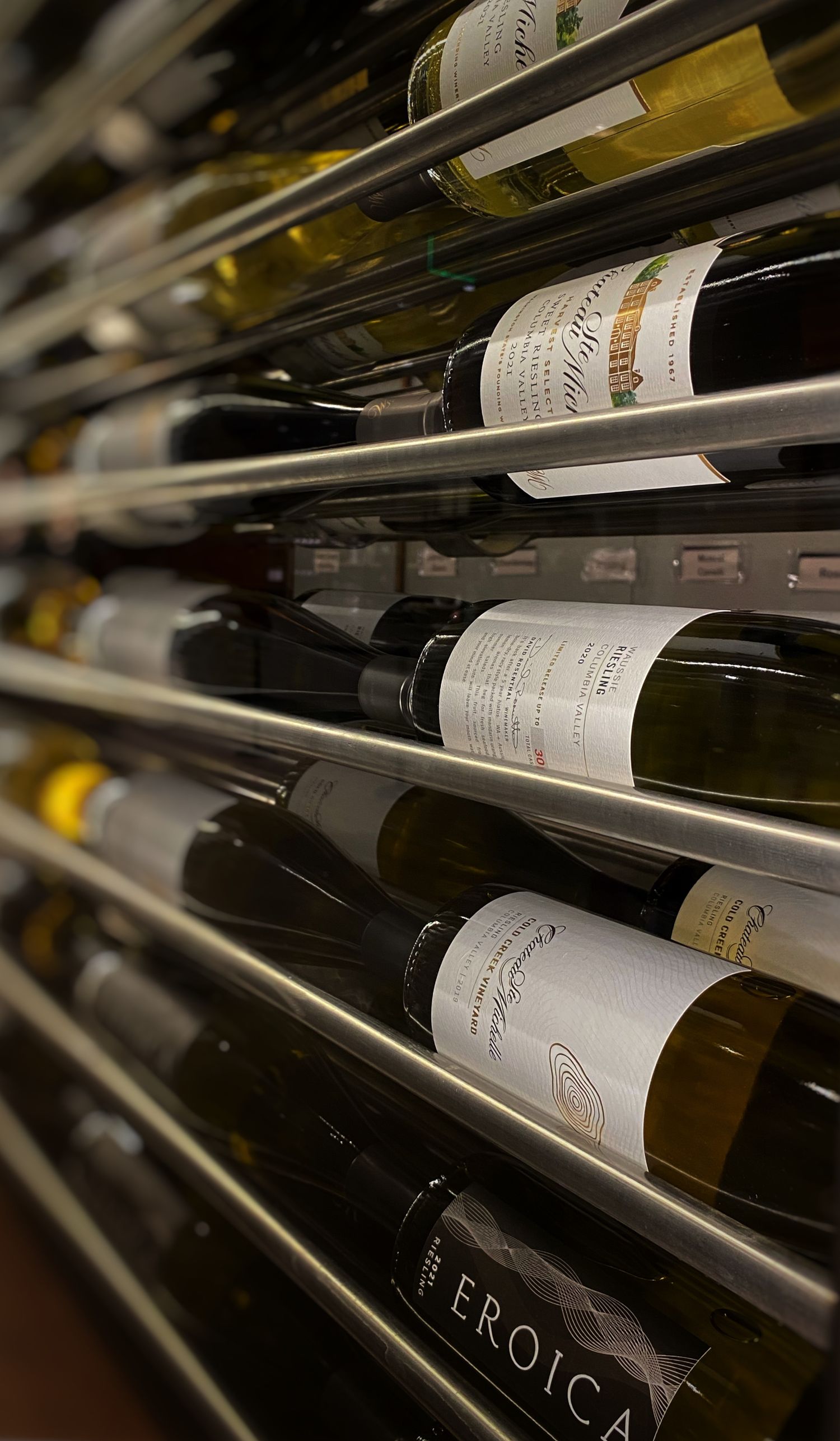 Wine fridge at Chateau St. Michelle
