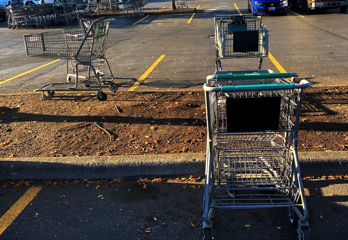 Lonely carts in parking lot