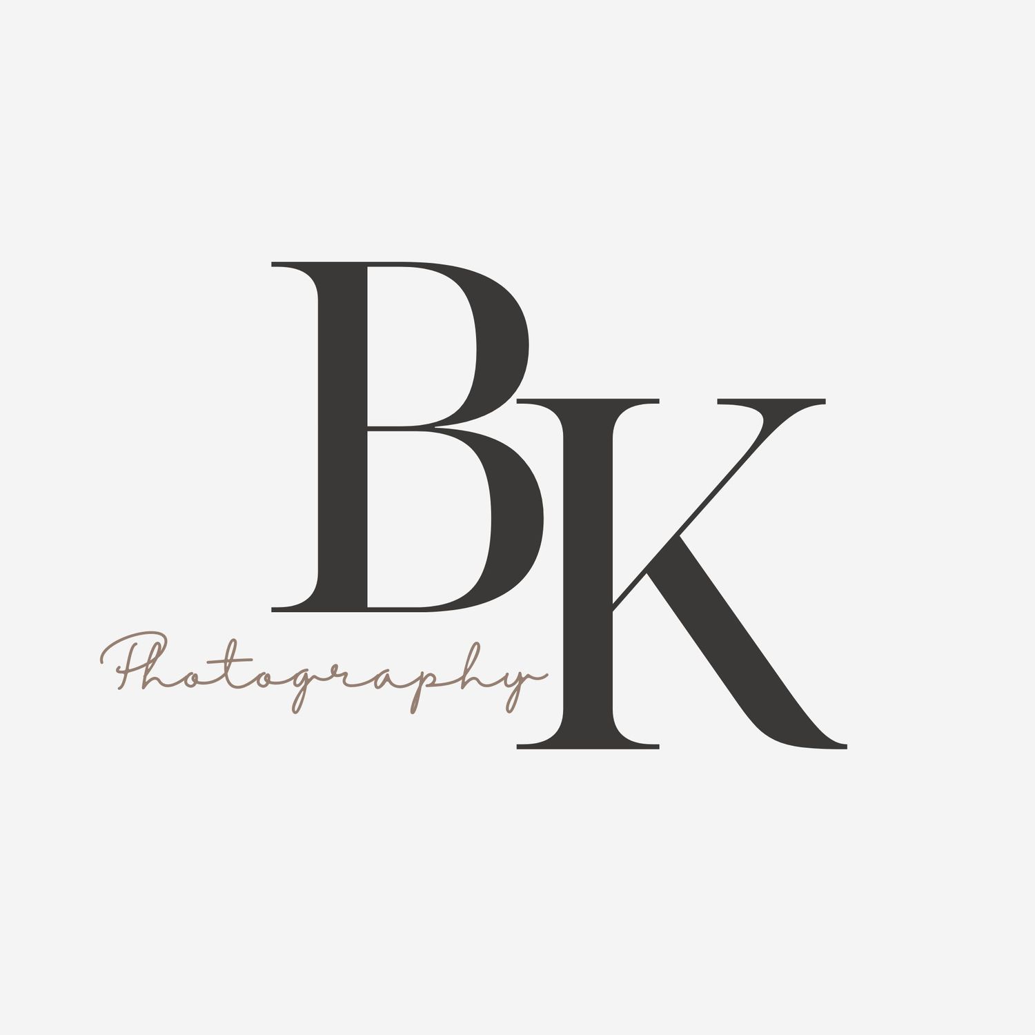 Modern typography logo design featuring DK initials in black and white.