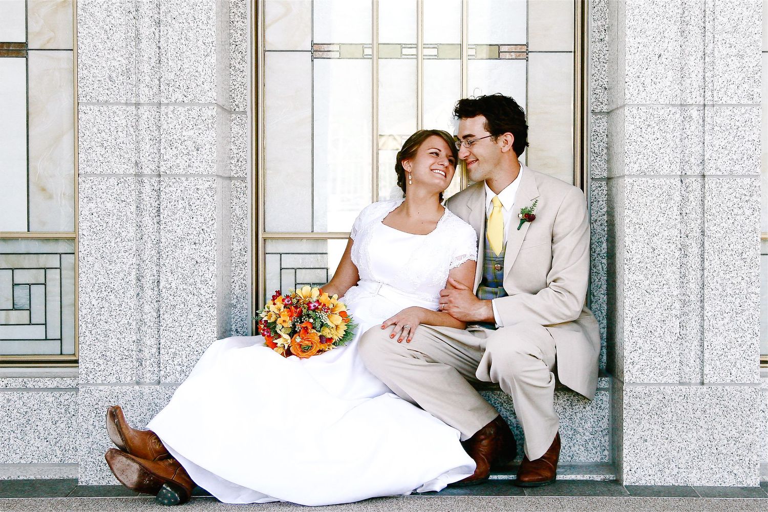 Newly married couple smiling together during relaxed wedding photography by Hilton Head Island photographer