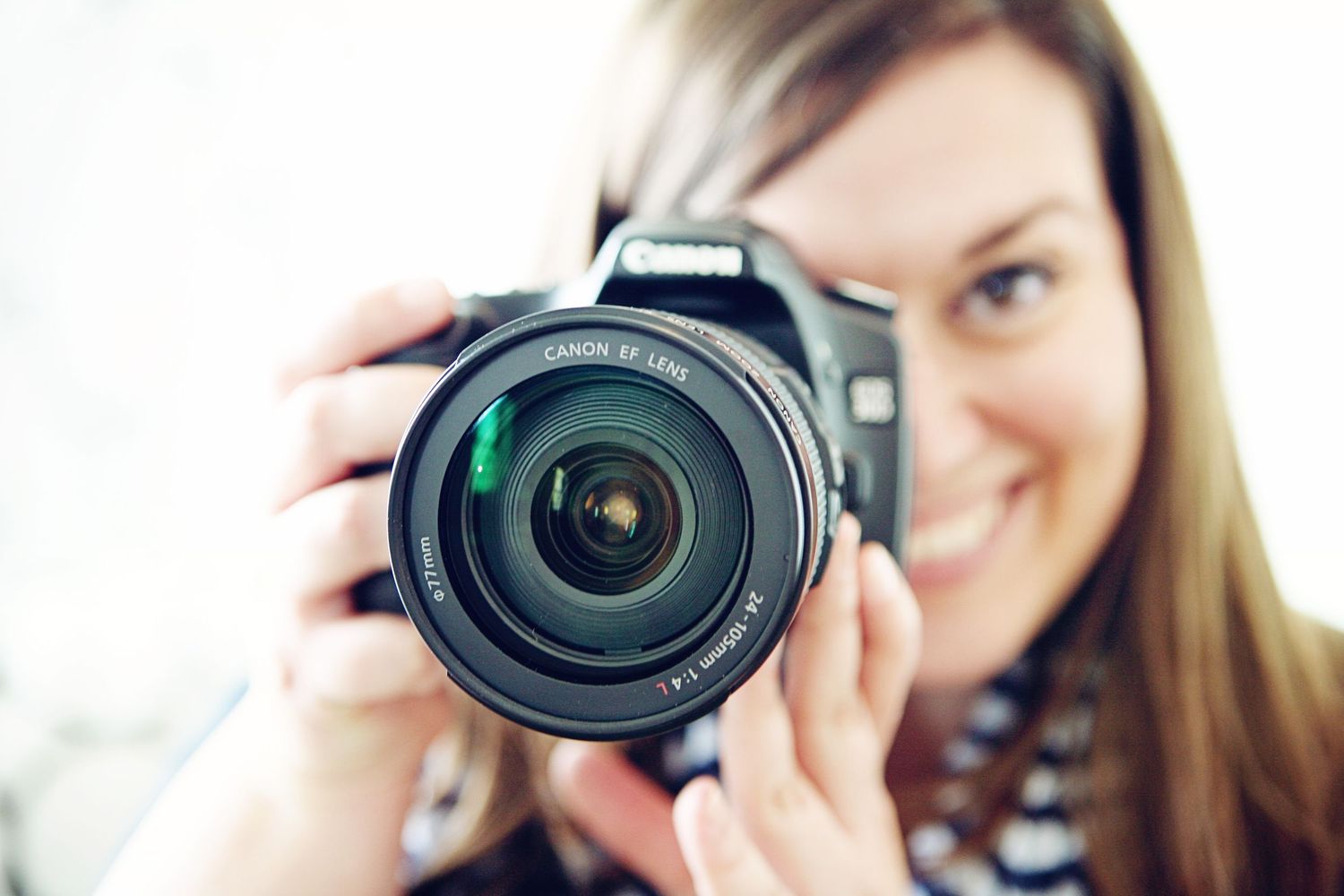 Hilton Head photographer Krista Ercin-Maurer holding a camera up to her eye while taking a photograph