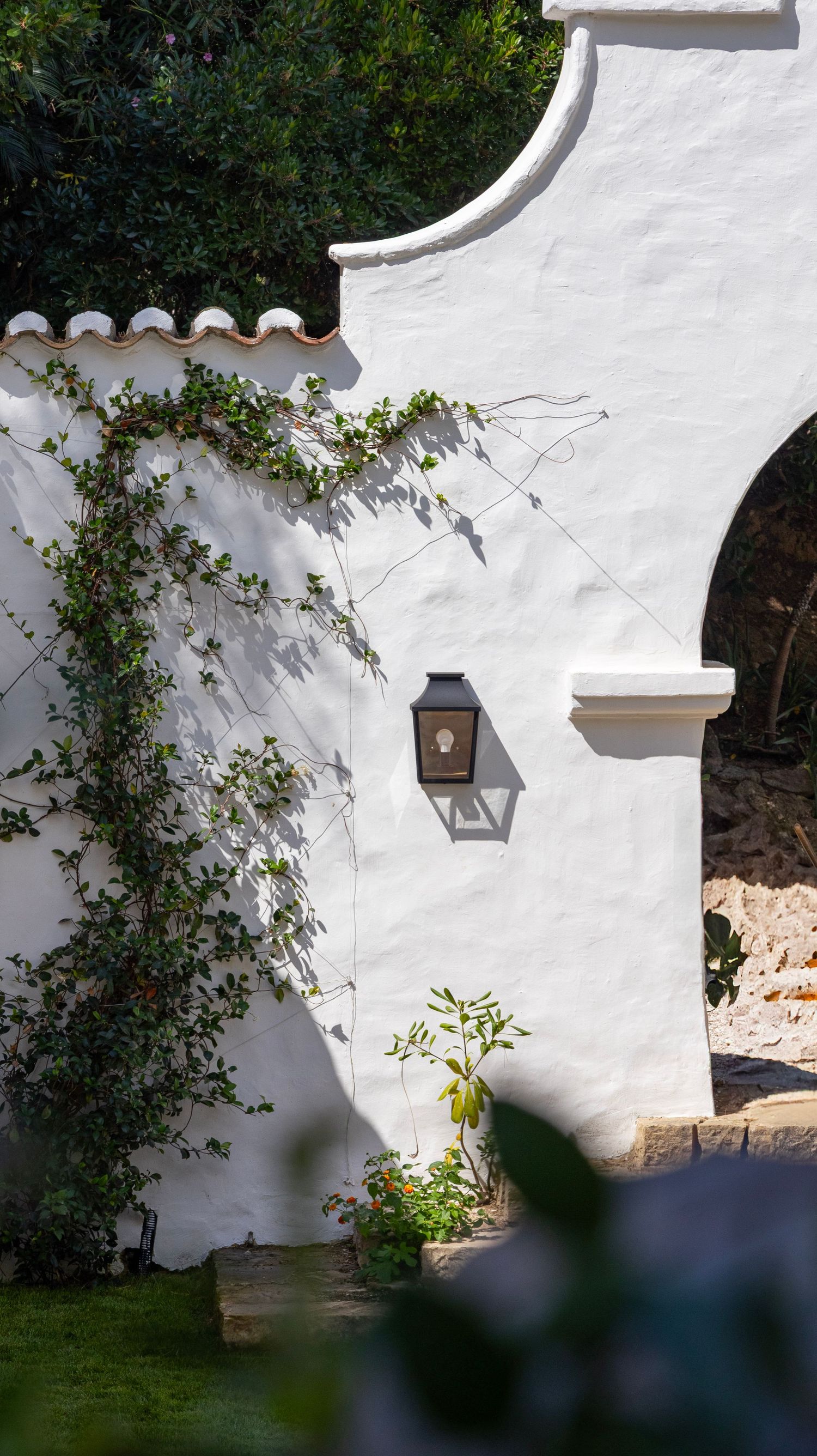 hacienda vibes on this wall covered with yasmin & a beautiful lighting