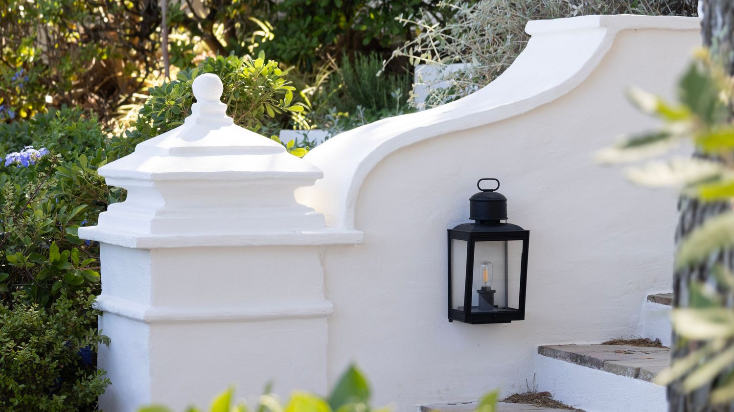 romantic detail ending staircase with outside lighting