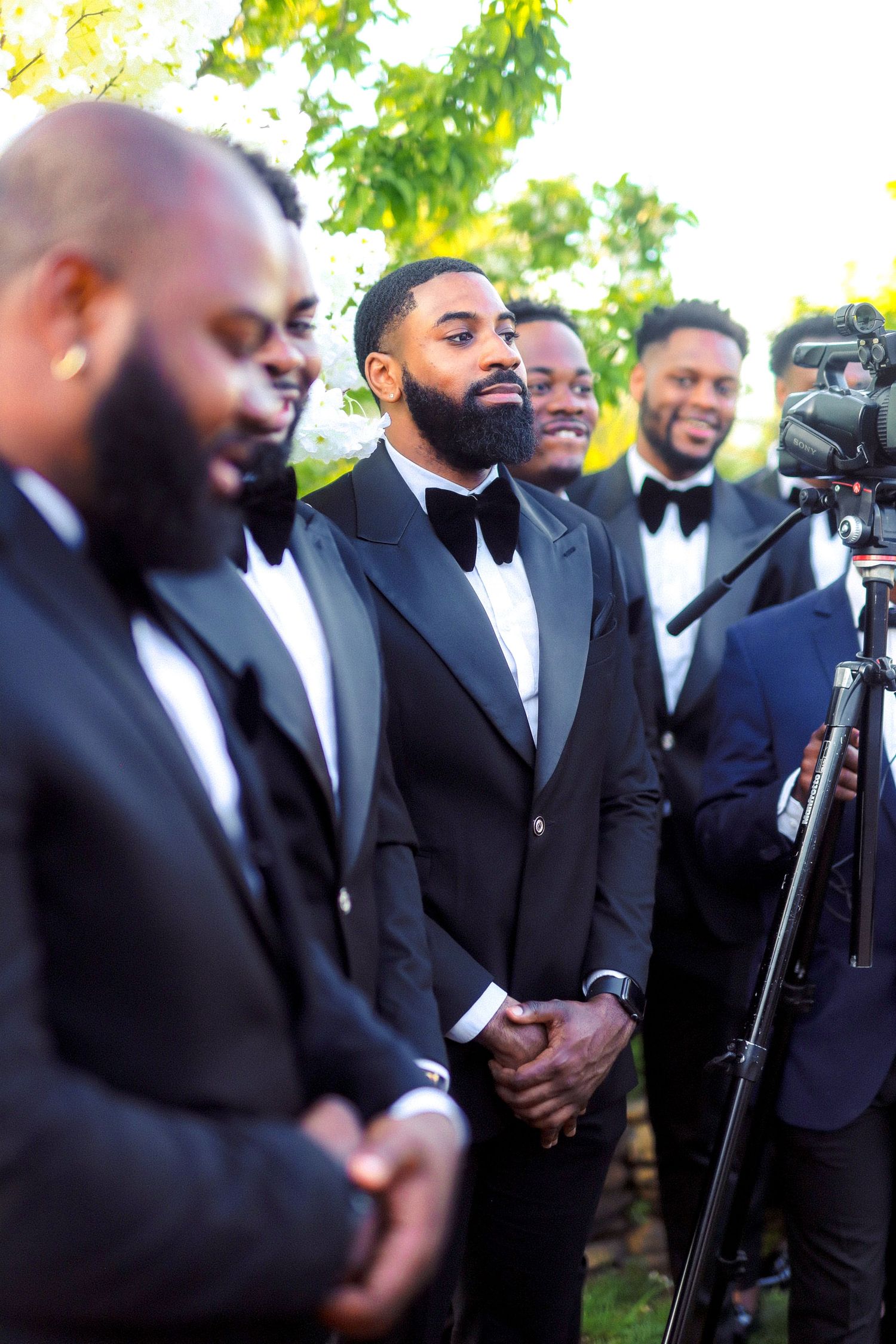 Groom seeing bride for the first time during ceremony at Marie Selby Botanical Gardens in Sarasota, Florida, captured by Grand Photo