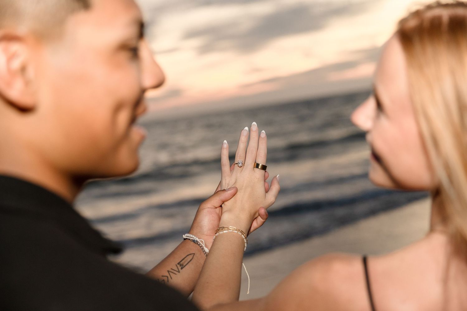 Beach sunset engagement couple session at Treasure Island Florida, captured by Grand Photo Karyna Oliinyk