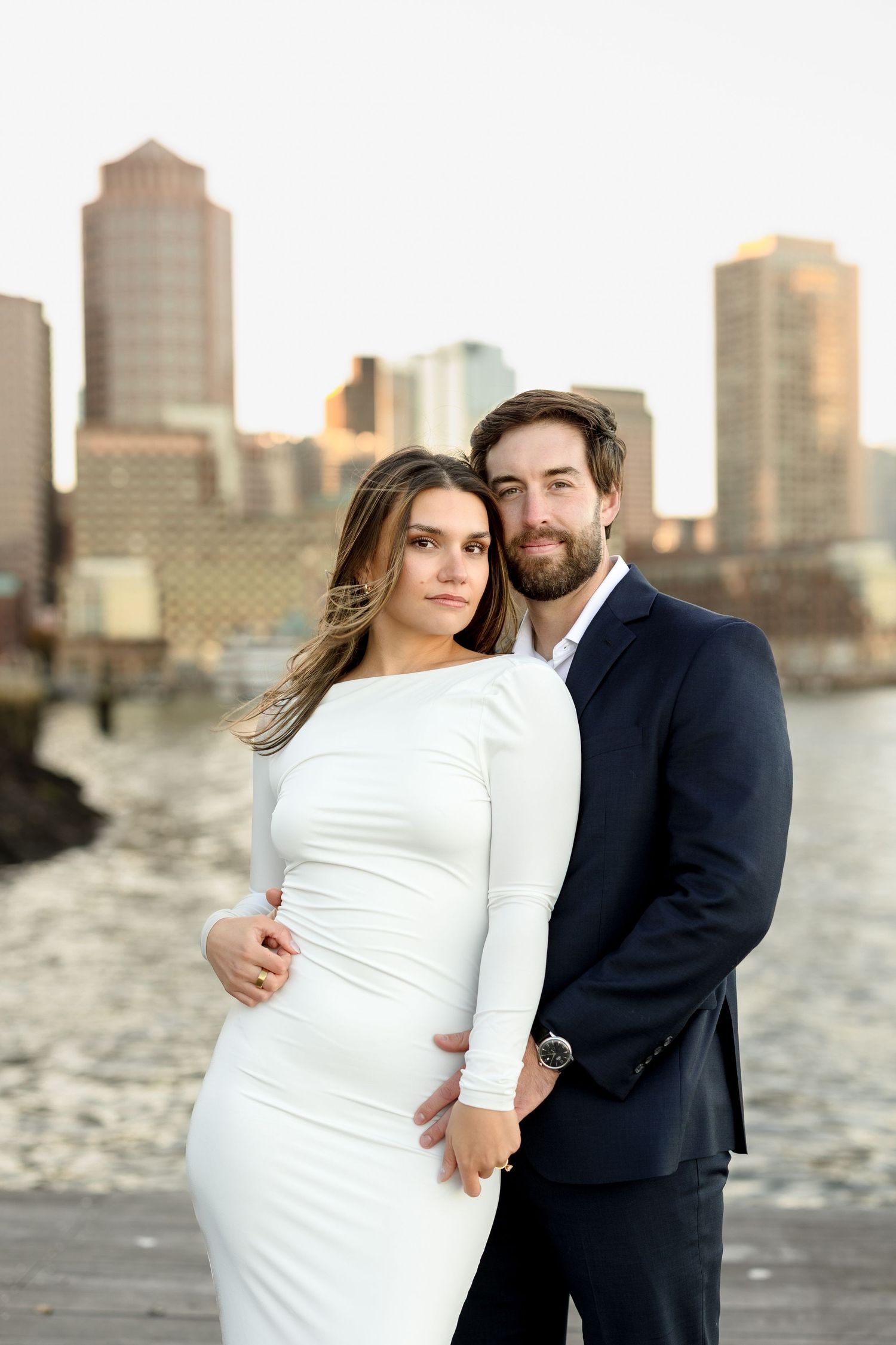 Sunset Engagement couple session in Seaport Boston Massachusetts, captured by Grand Photo Karyna Oliinyk