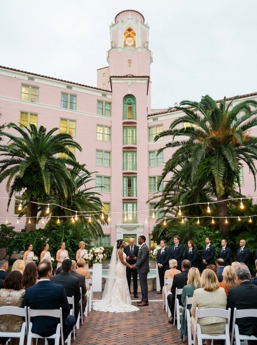 Outdoor wedding ceremony at The Vinoy Resort & Golf Club in St. Petersburg, Florida, captured by Grand Photo