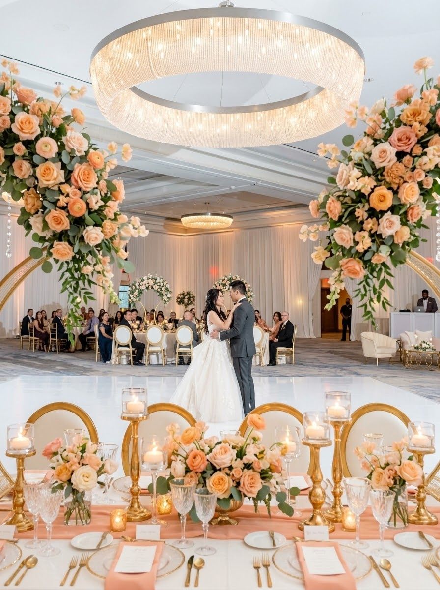Elegant wedding reception at JW Marriott Tampa Water Street in Tampa Florida, captured by Grand Photo