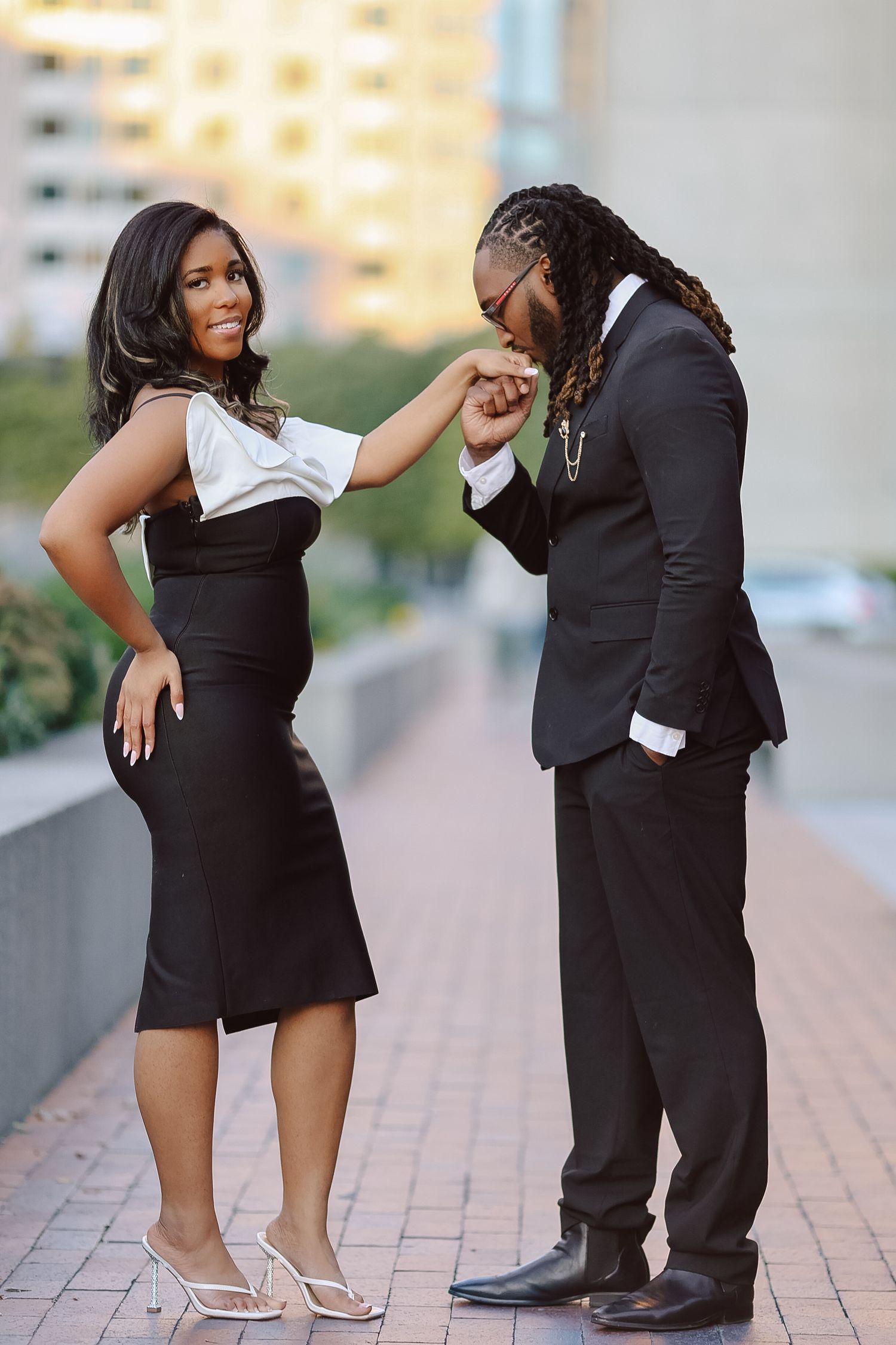 Elegant engagement black couple session downtown Boston Massachusetts, captured by Grand Photo Karyna Oliinyk