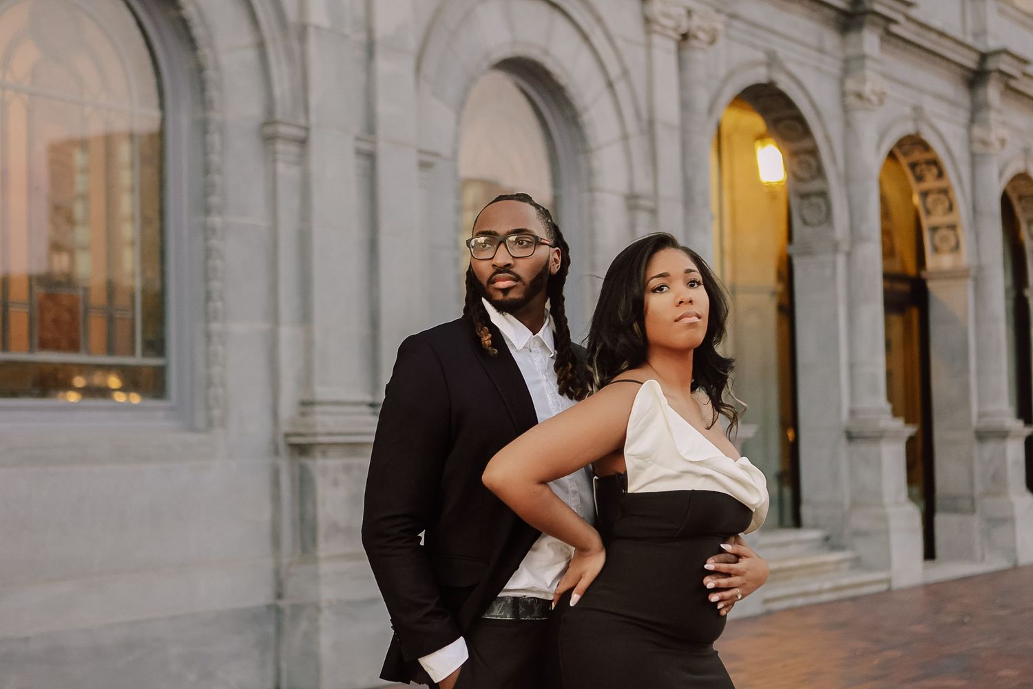 Elegant engagement black couple session downtown Boston Massachusetts, captured by Grand Photo Karyna Oliinyk