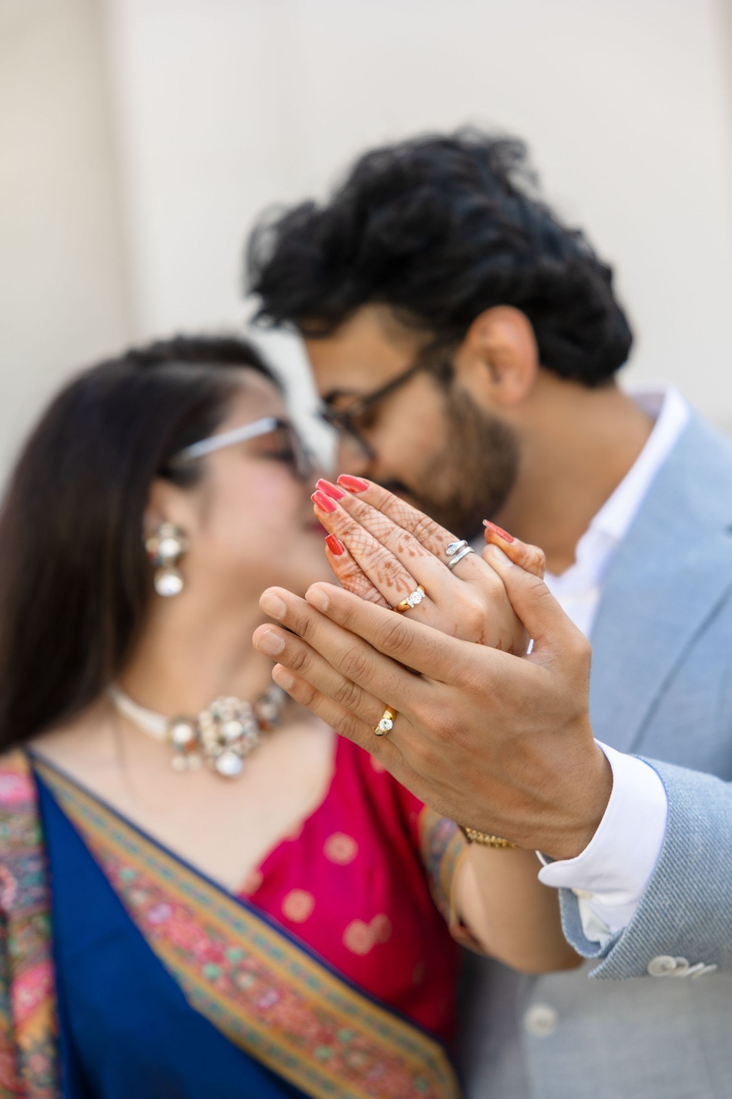 Indian bride and groom showing rings at Hillsborough County Courthouse Tampa, Florida, captured by Grand Photo by Karyna Oliinyk